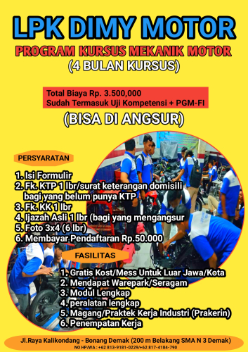 LPK DIMY MOTOR PROGRAM KURSUS 4 BULAN NEW